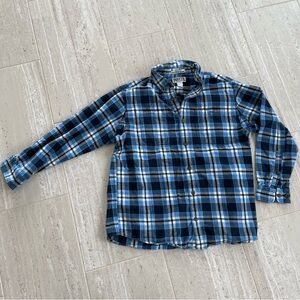 Duluth Trading Co Free Swingin Flannel Shirt Mens Large L Relaxed Fit Blue Plaid